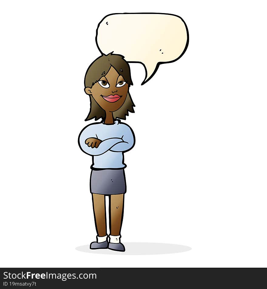 cartoon proud woman with speech bubble