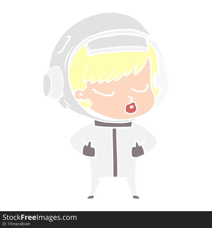 flat color style cartoon pretty astronaut girl