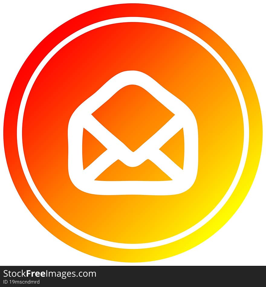 envelope letter circular icon with warm gradient finish. envelope letter circular icon with warm gradient finish