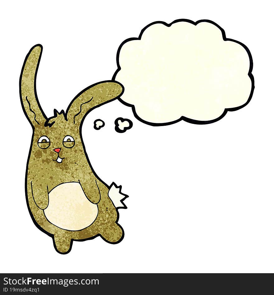 funny cartoon rabbit with thought bubble