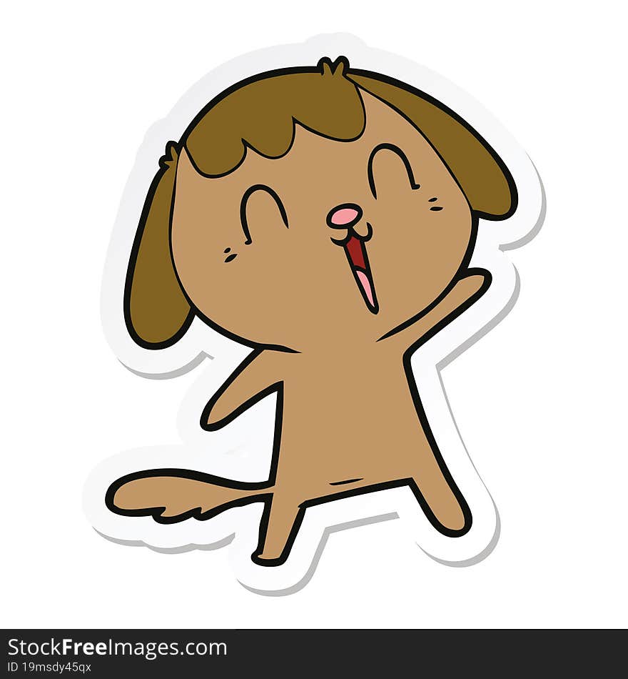 sticker of a cute cartoon dog crying