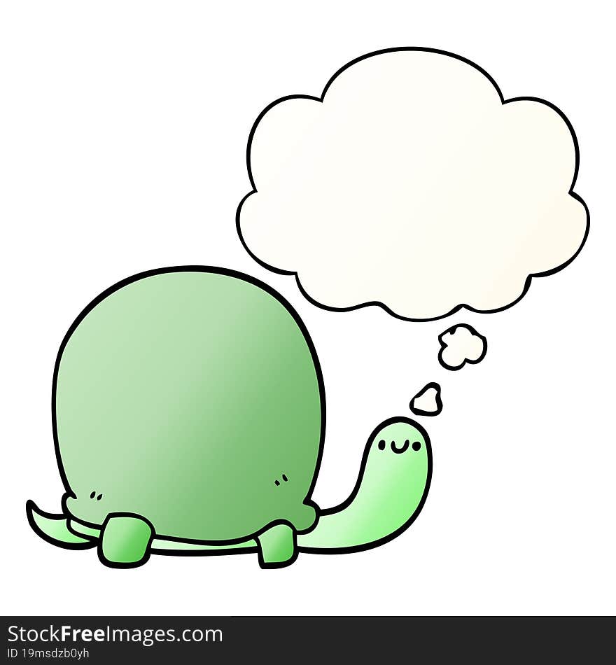 cute cartoon tortoise and thought bubble in smooth gradient style