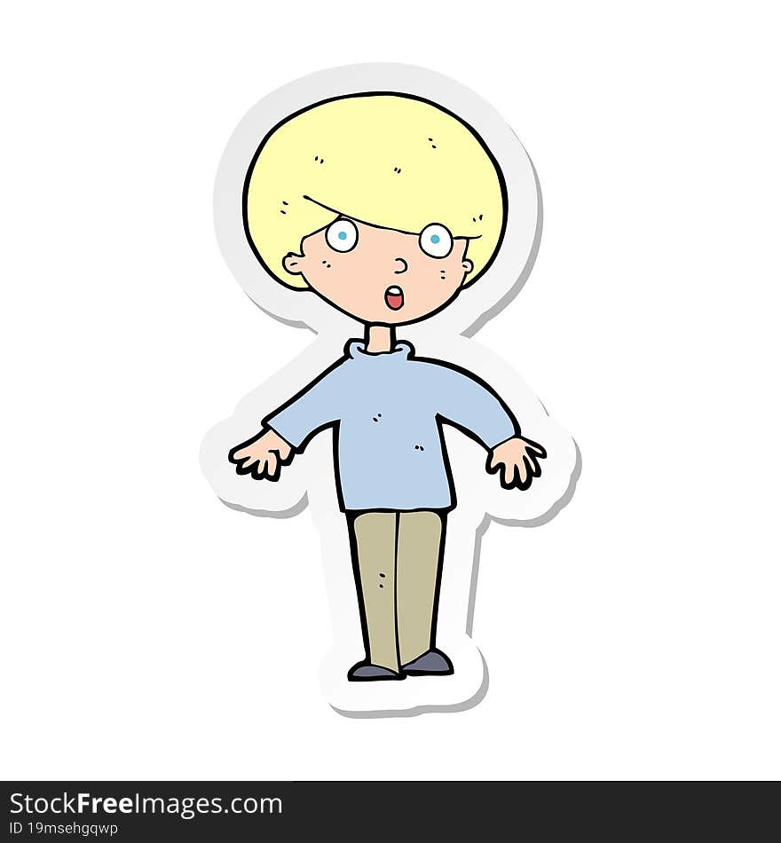 sticker of a cartoon surprised man