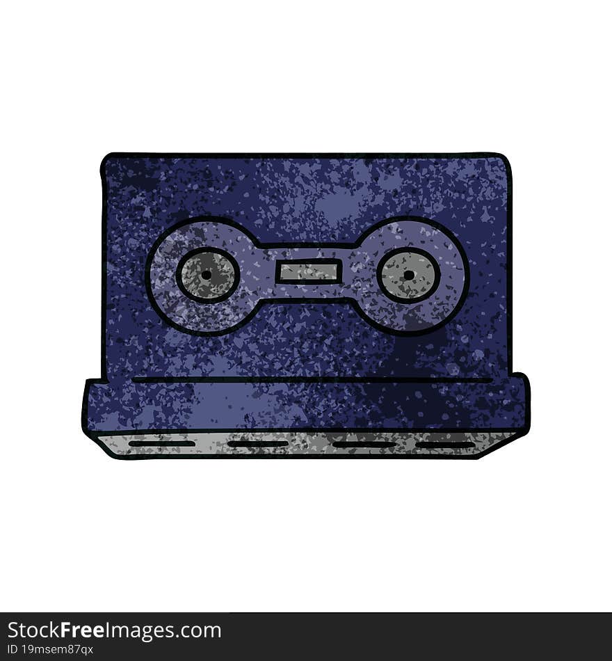 textured cartoon doodle of a retro cassette tape