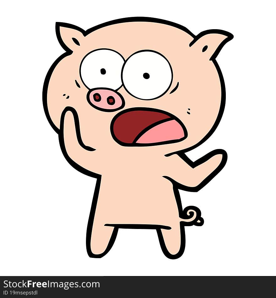 cartoon pig shouting. cartoon pig shouting