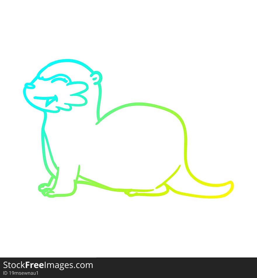 cold gradient line drawing laughing otter cartoon