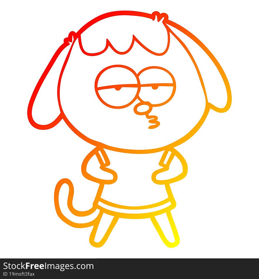 warm gradient line drawing cartoon bored dog