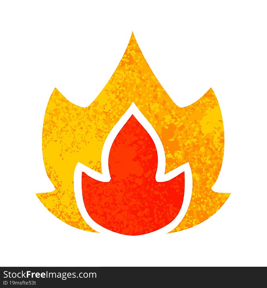 retro illustration style cartoon fire