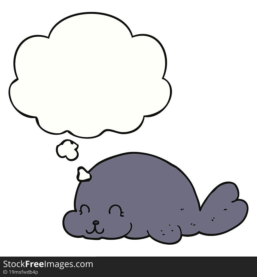 Cute Cartoon Seal And Thought Bubble