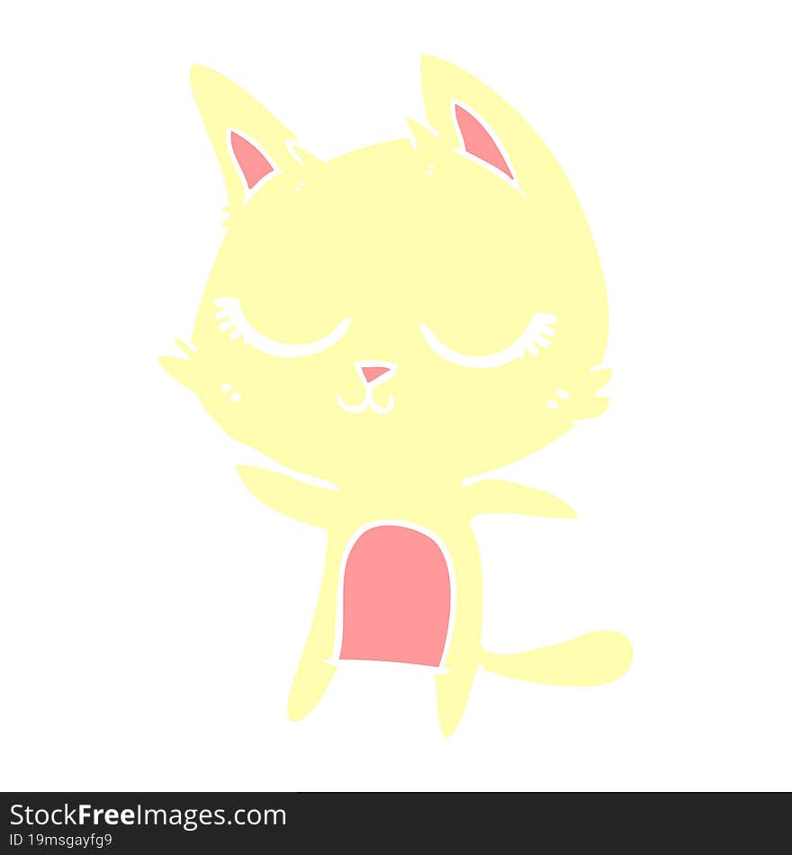 calm flat color style cartoon cat