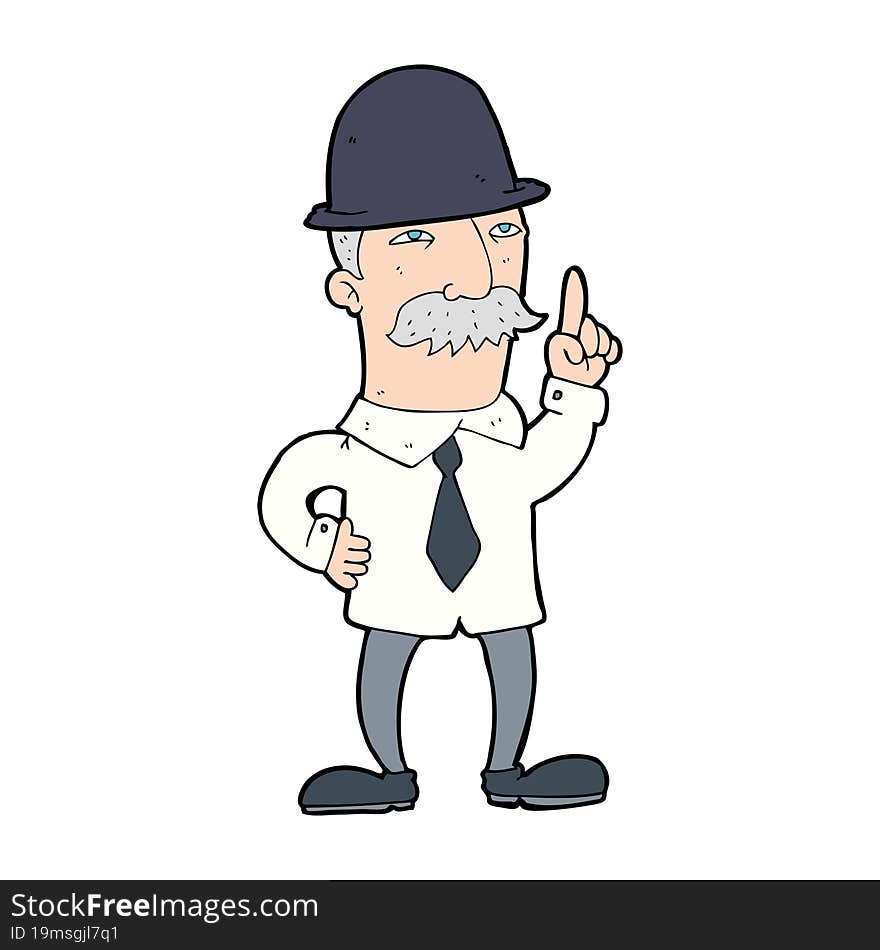 cartoon man in bowler hat