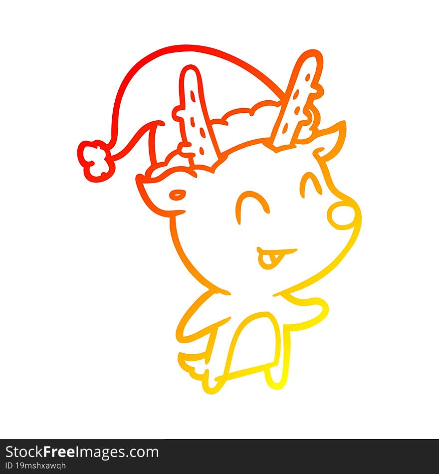 warm gradient line drawing of a christmas reindeer