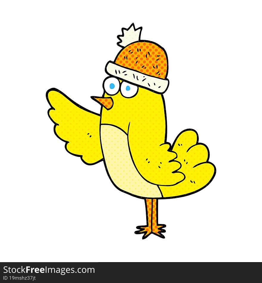 Cartoon Bird Wearing Hat