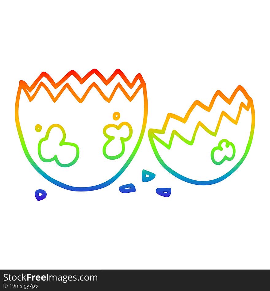 Rainbow Gradient Line Drawing Cartoon Cracked Egg