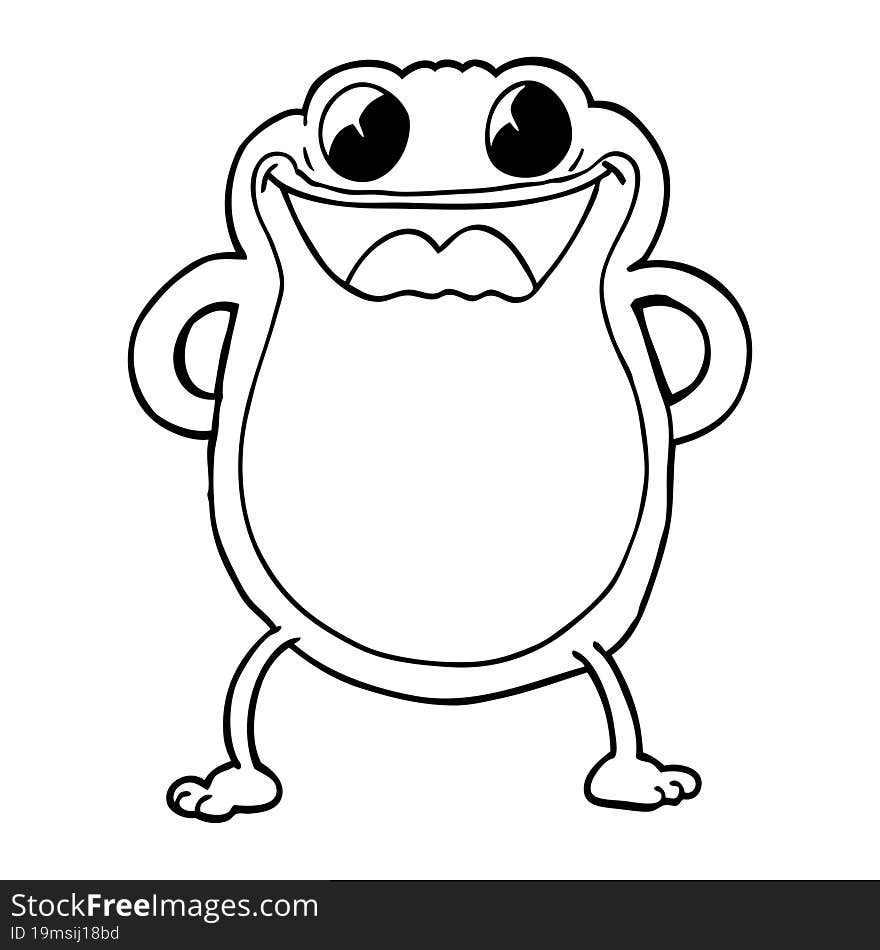 line drawing cartoon frog