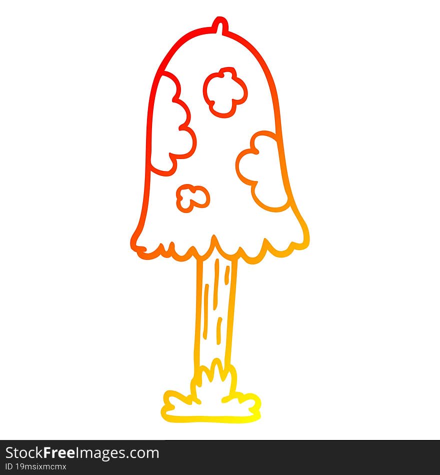 warm gradient line drawing cartoon mushroom