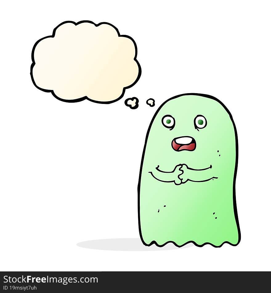 funny cartoon ghost with thought bubble