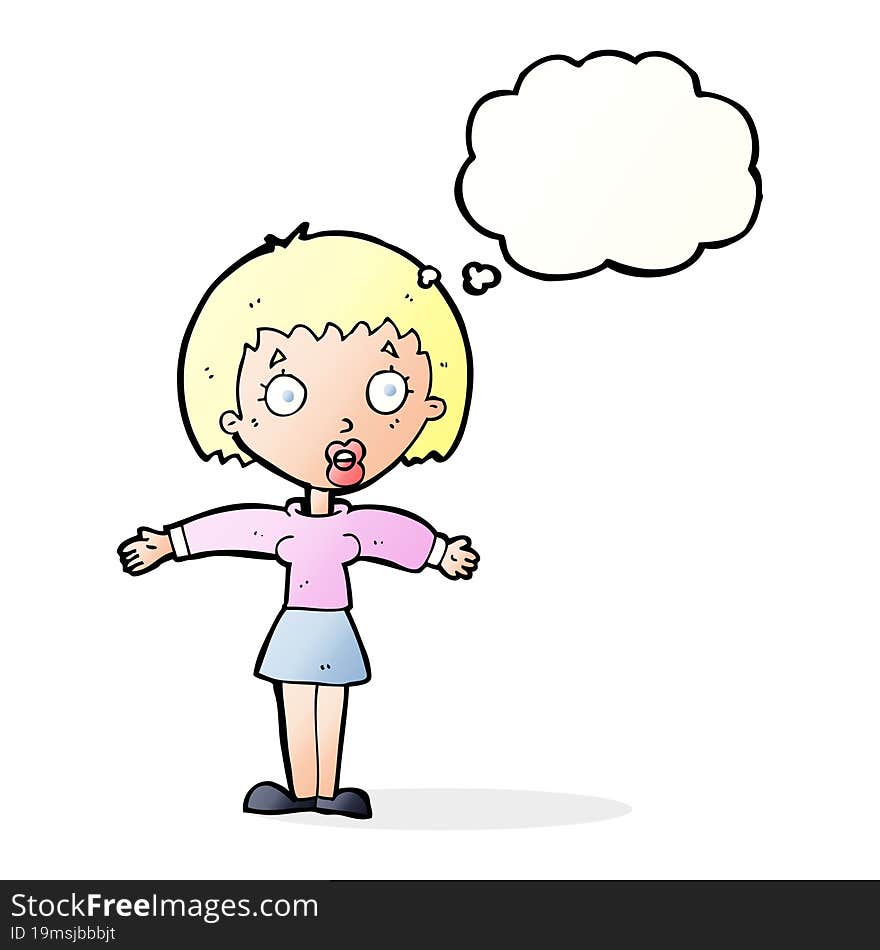 Cartoon Shocked Woman With Thought Bubble