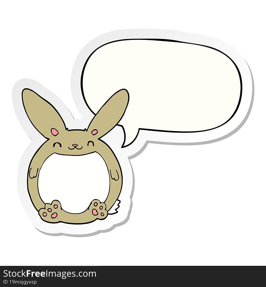 cartoon rabbit with speech bubble sticker. cartoon rabbit with speech bubble sticker