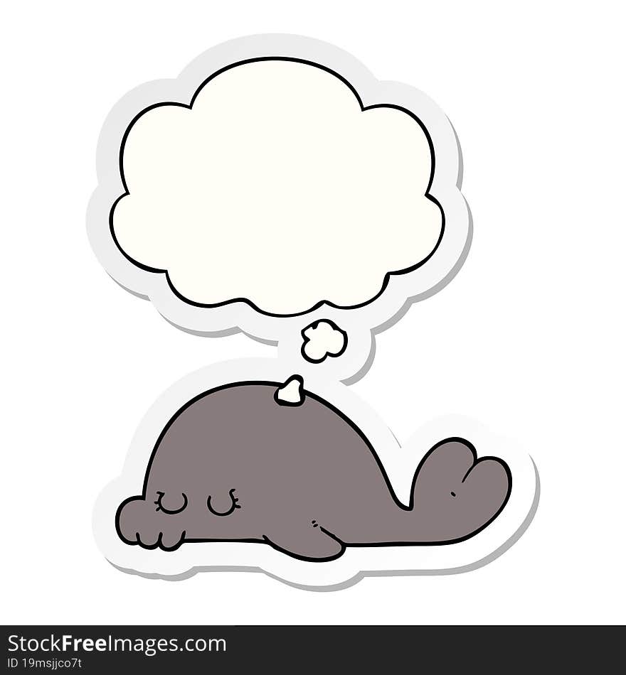 cartoon seal and thought bubble as a printed sticker