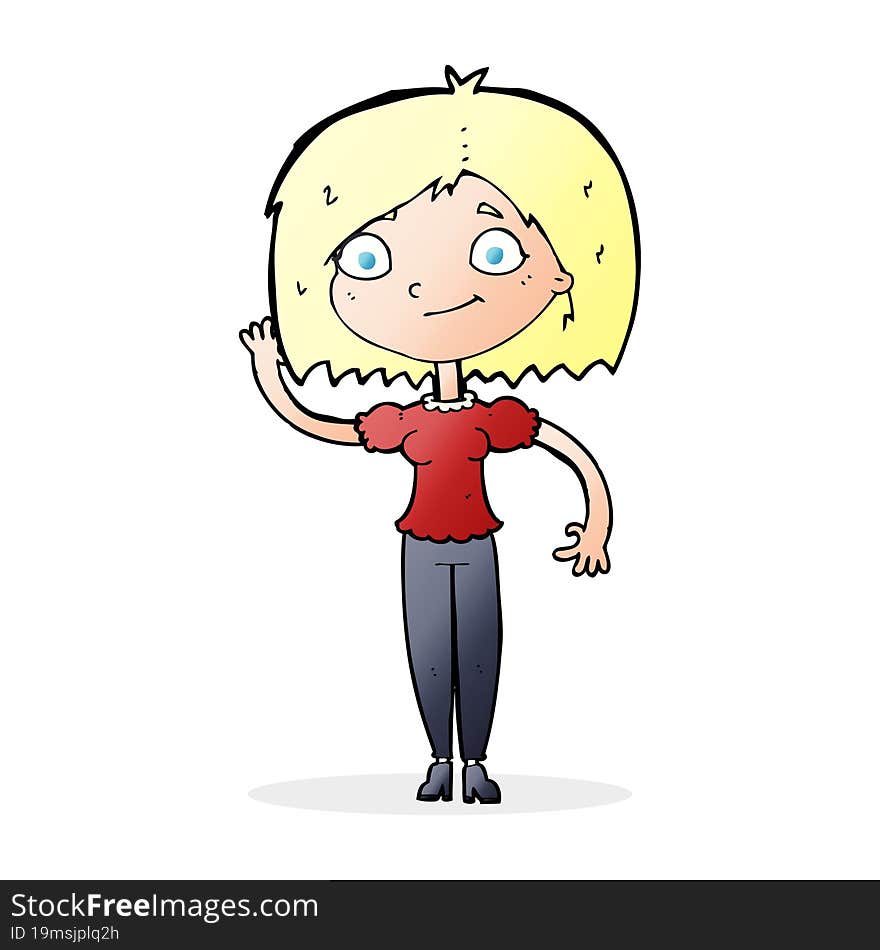 cartoon woman waving