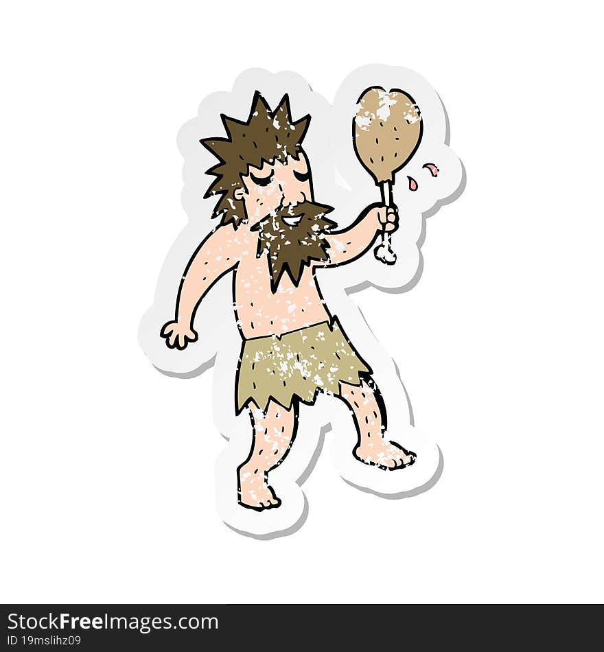 retro distressed sticker of a cartoon cave man