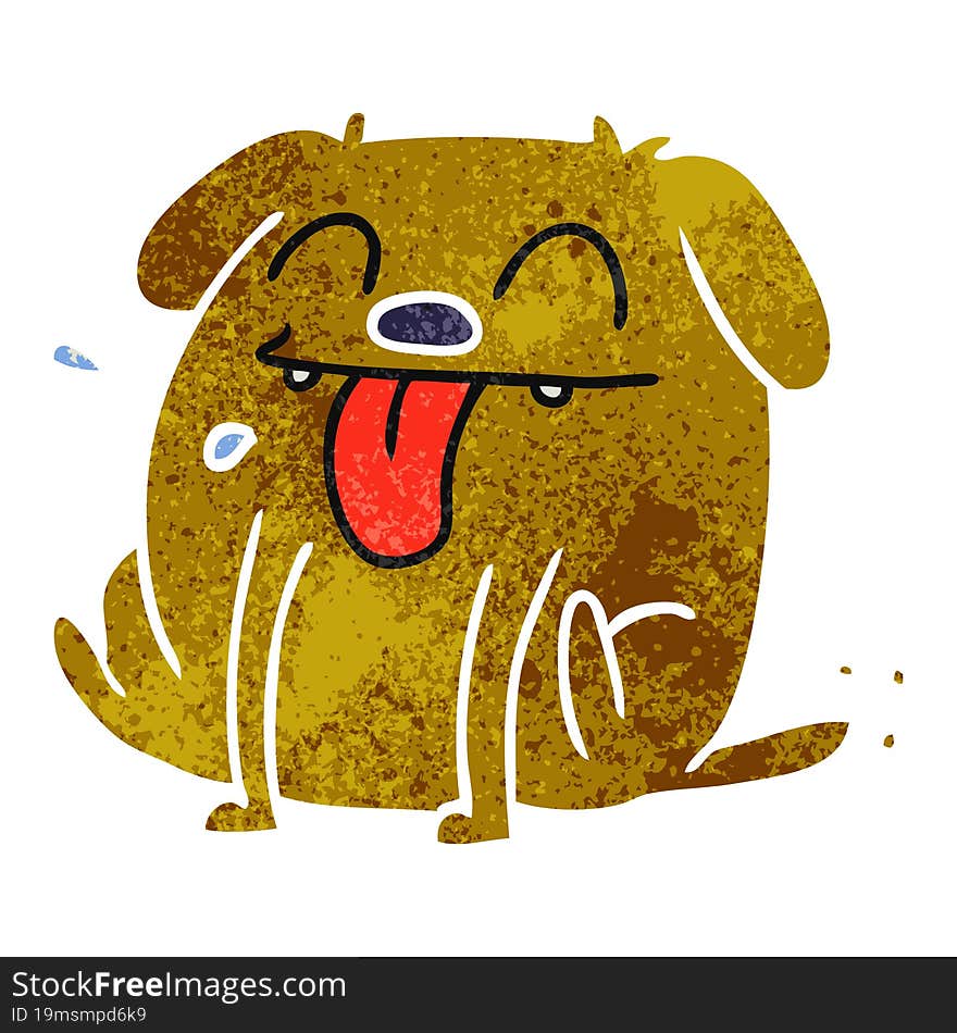 retro cartoon of cute kawaii dog