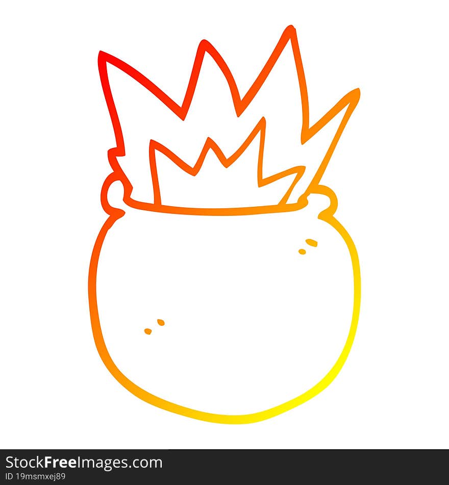 Warm Gradient Line Drawing Cartoon Exploding Cauldron