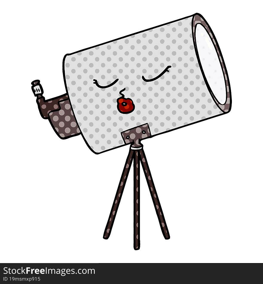 cartoon telescope with face. cartoon telescope with face