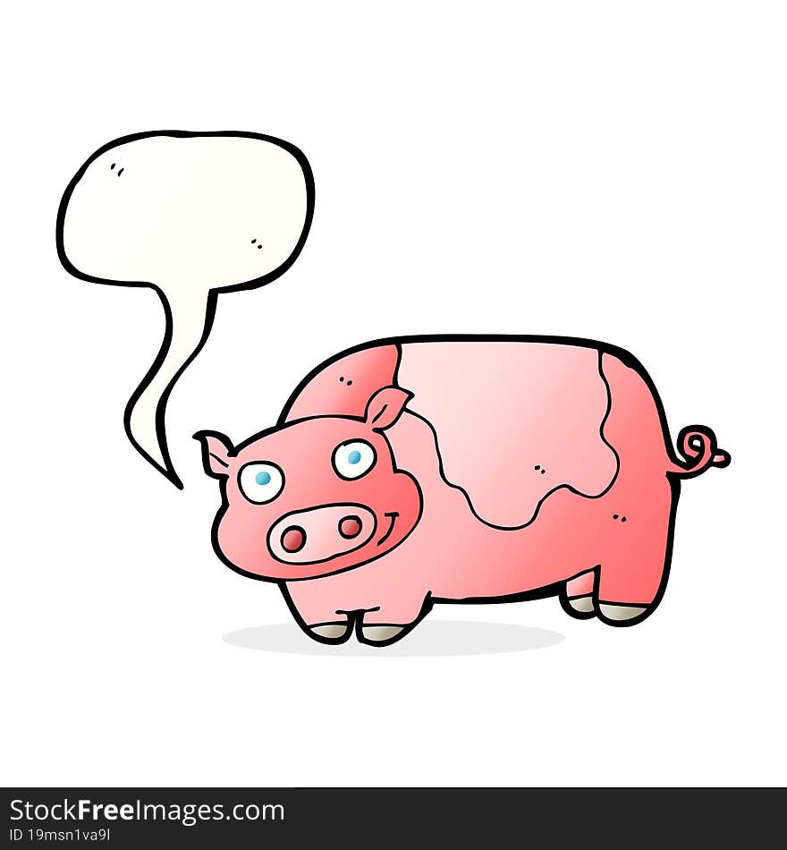 cartoon pig with speech bubble