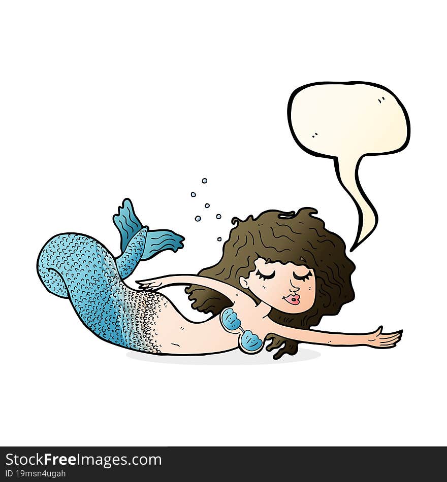 cartoon mermaid with speech bubble