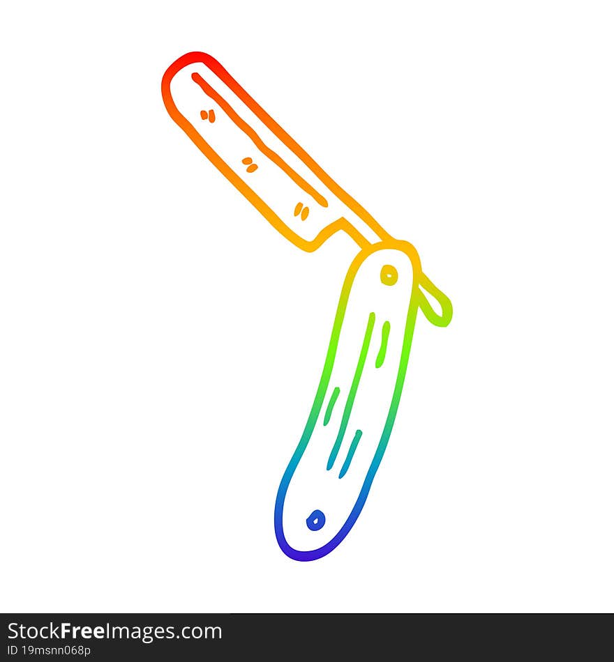 Rainbow Gradient Line Drawing Cartoon Cut Throat Razor