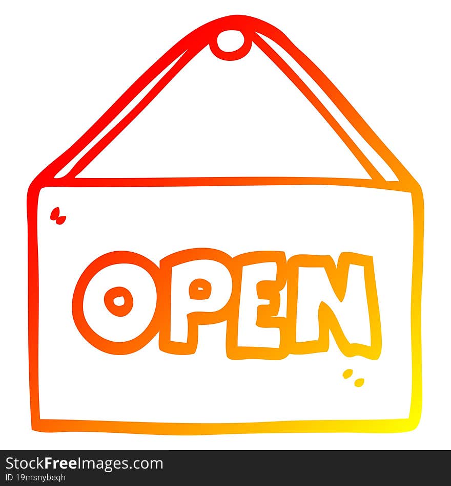 warm gradient line drawing of a cartoon open sign