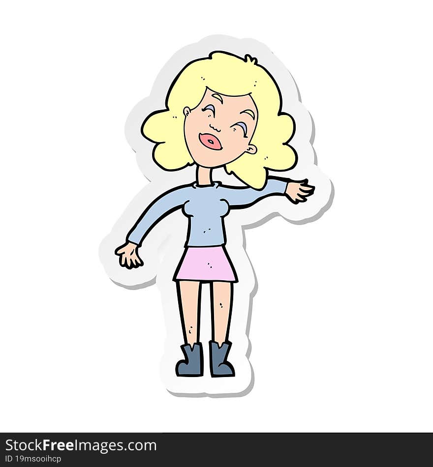 sticker of a cartoon woman only joking