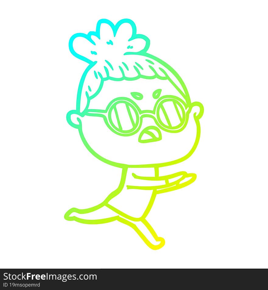 cold gradient line drawing cartoon annoyed woman