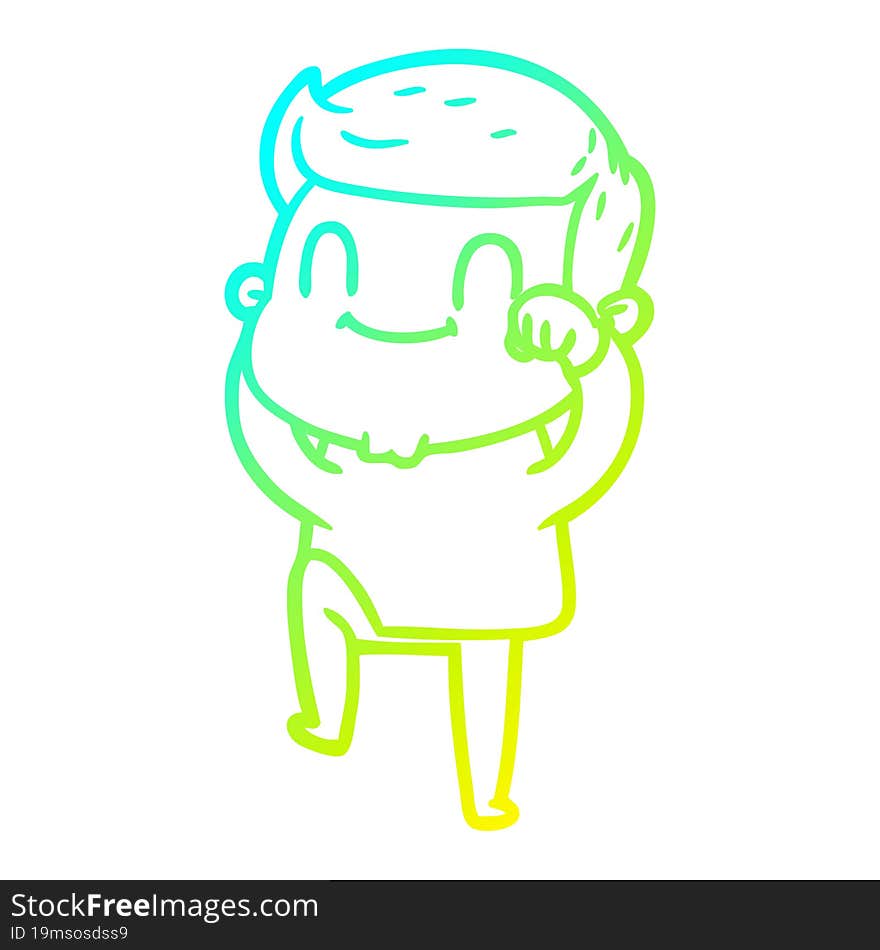 cold gradient line drawing cartoon friendly man