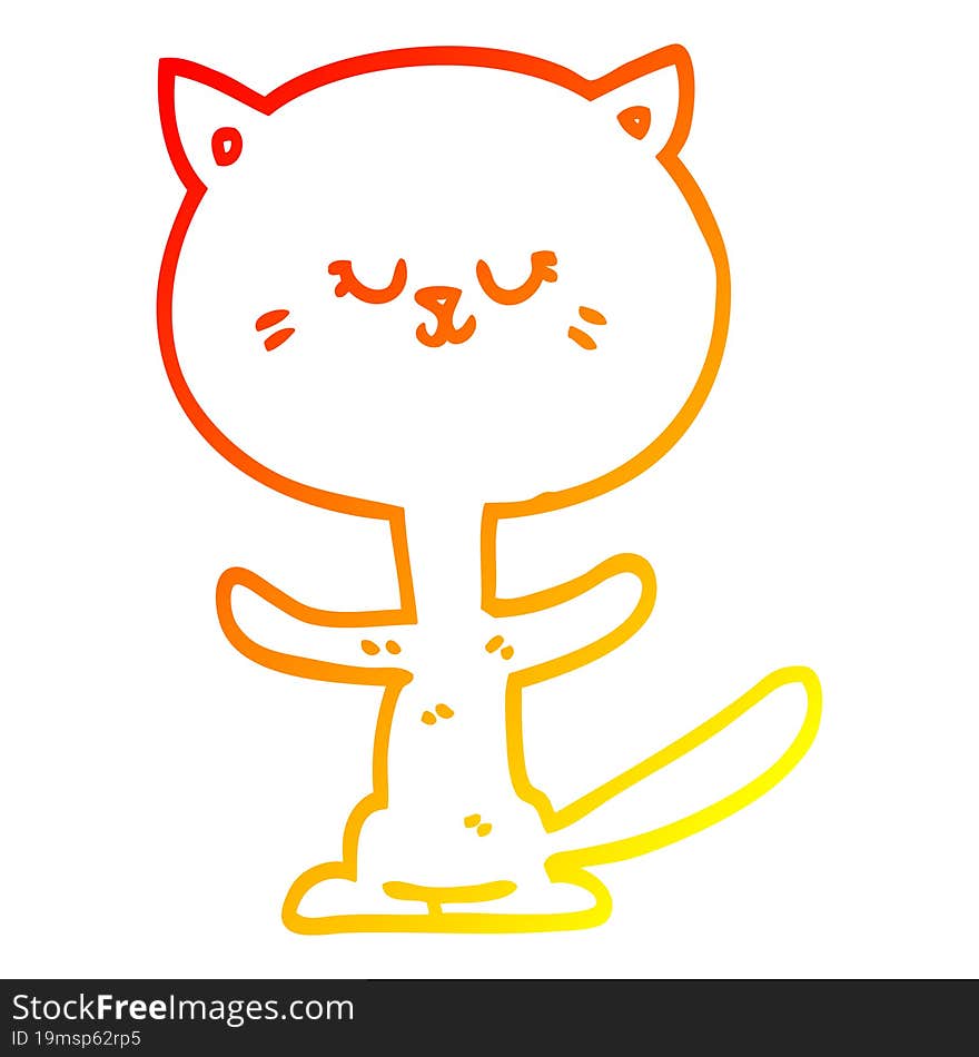 warm gradient line drawing cartoon happy cat