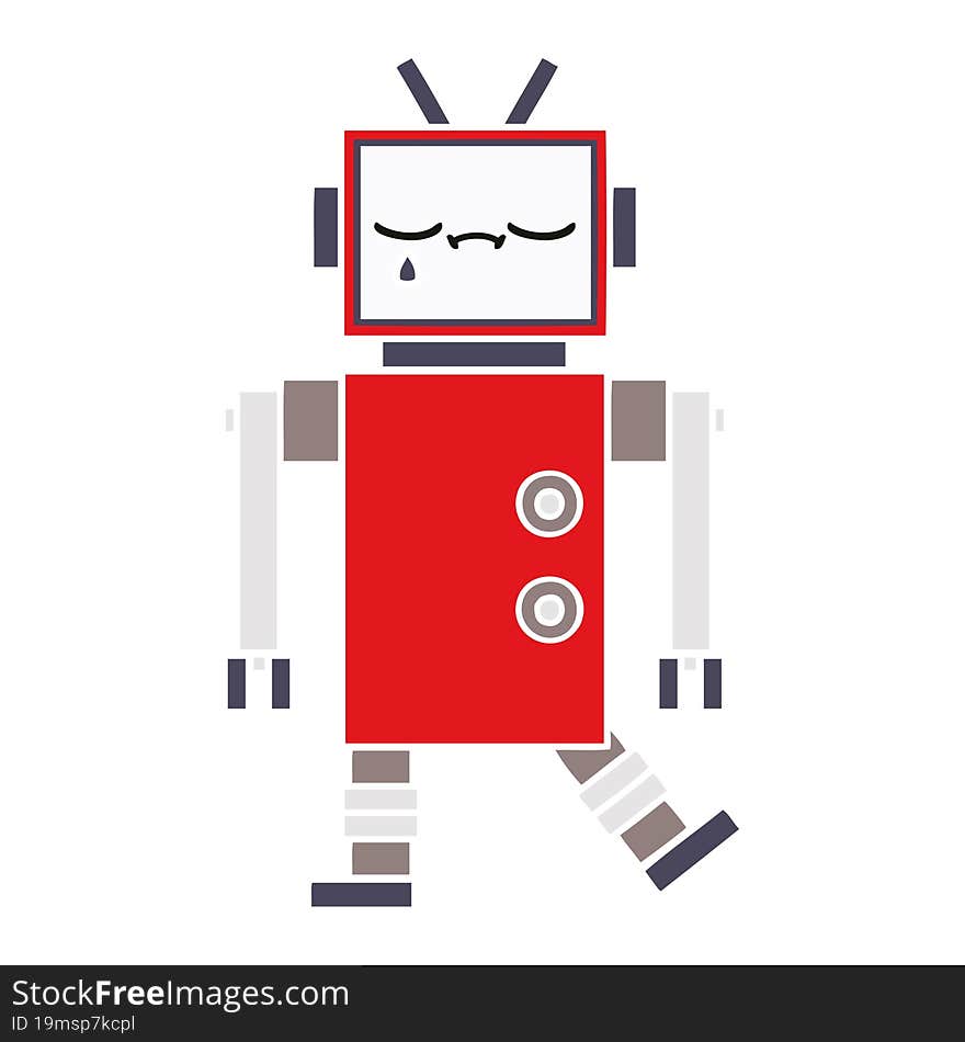 Flat Color Retro Cartoon Robot