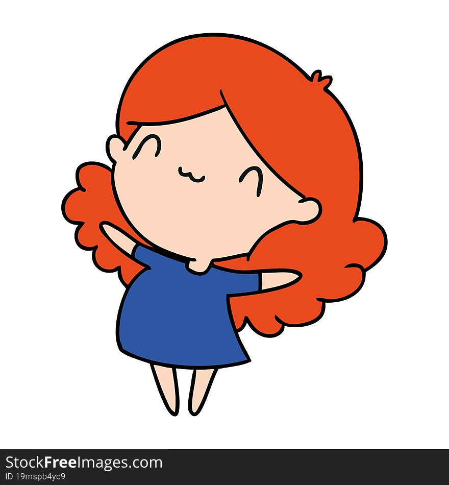 cartoon illustration of a cute kawaii girl. cartoon illustration of a cute kawaii girl