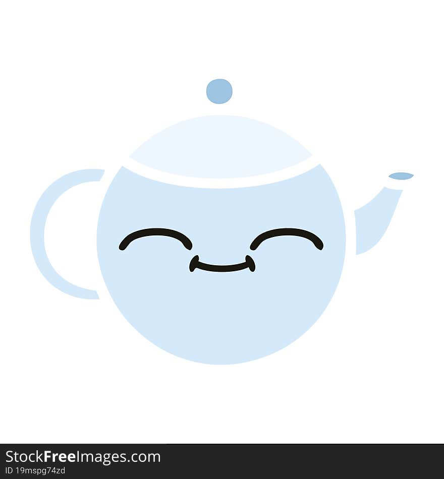 flat color retro cartoon of a happy teapot