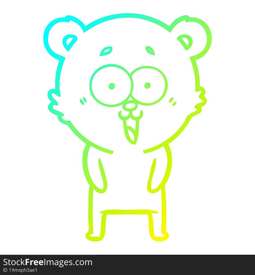 cold gradient line drawing of a laughing teddy  bear cartoon