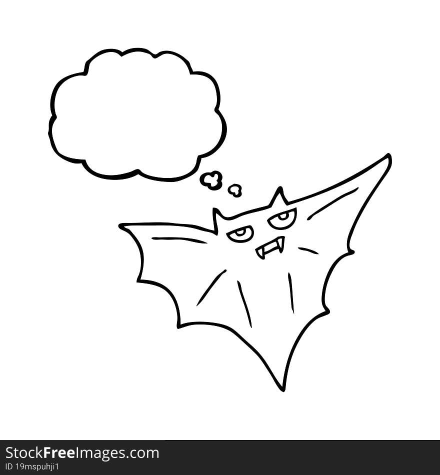 Thought Bubble Cartoon Halloween Bat