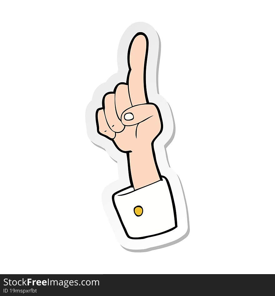 sticker of a cartoon pointing hand