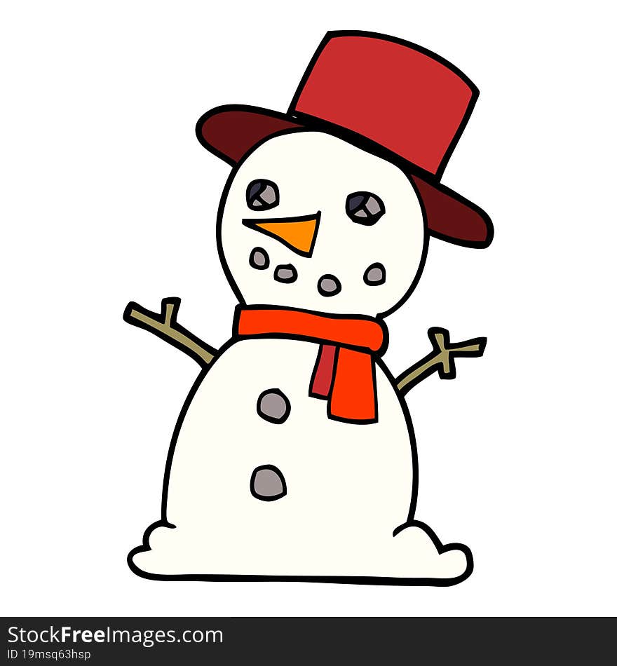 cartoon doodle snowman