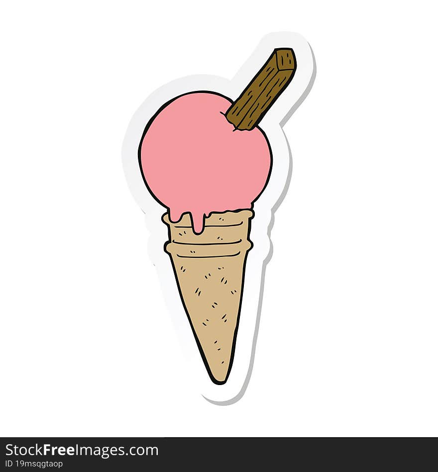 Sticker Of A Cartoon Ice Cream