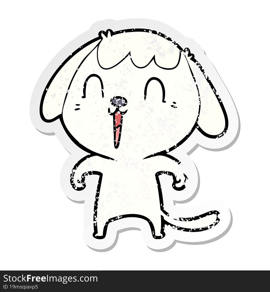 distressed sticker of a cute cartoon dog