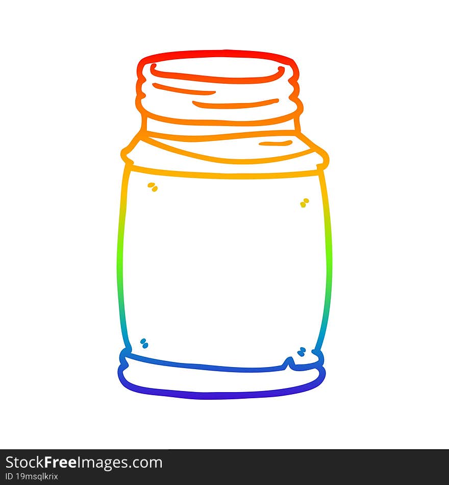 rainbow gradient line drawing of a cartoon glass jar