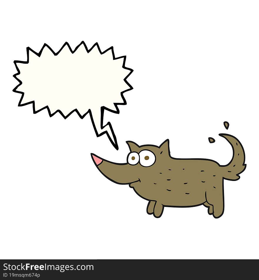 speech bubble cartoon dog wagging tail