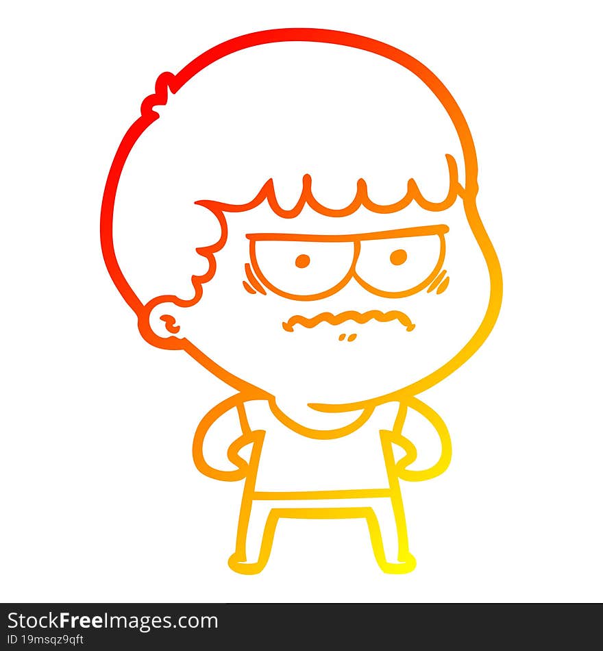 warm gradient line drawing cartoon annoyed man