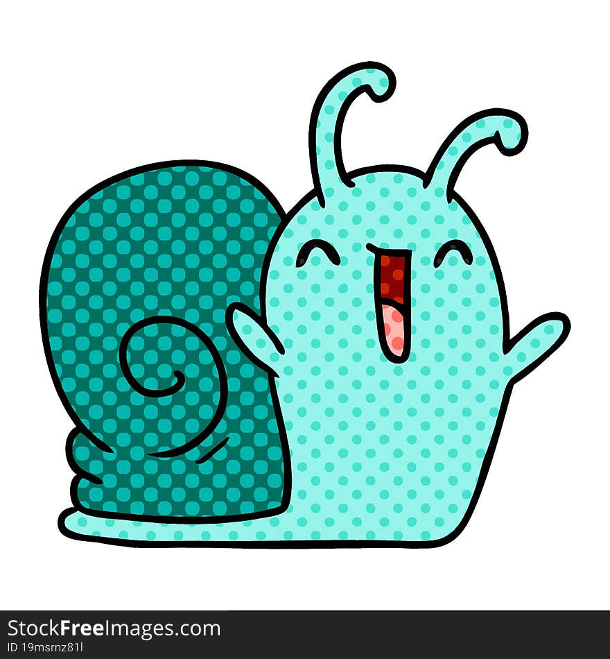 cartoon kawaii happy cute snail